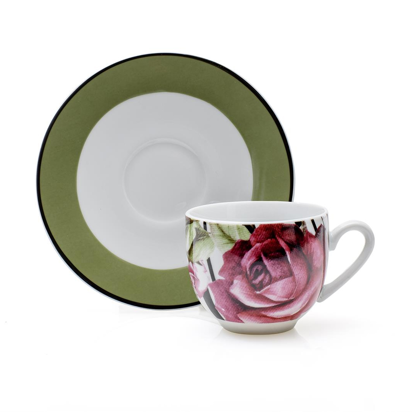 Servizio da caffè in porcellana decorata con motivi floreali set da 4 tazzine per tè e caffè in porcellana con piattini idea regalo 