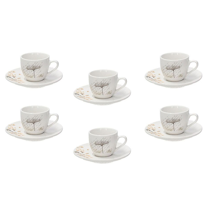 Set Tazze Da Caffe'set 6 Pz In Porcellana Con Decori Dorati